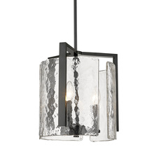  3164-3P BLK-HWG - Aenon 3-Light Pendant in Matte Black with Hammered Water Glass Shade